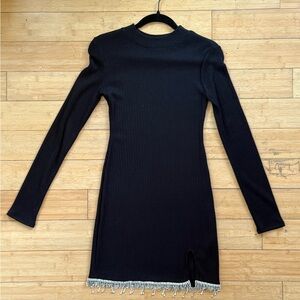 Black Mini Dress with Silver Fringe